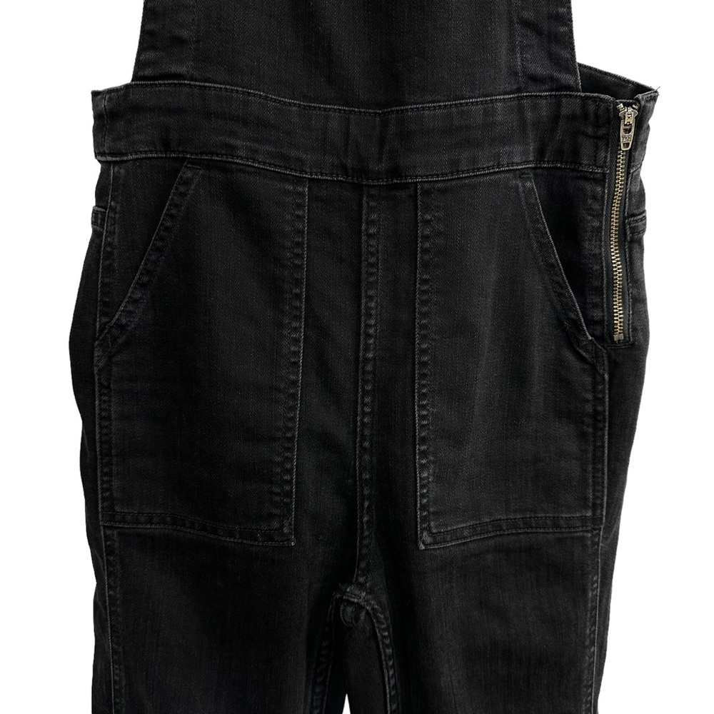 Madewell Skinny Overalls in Black Lunar Wash XS High Rise Raw Hem Stretch Bibs - Picture 7 of 13